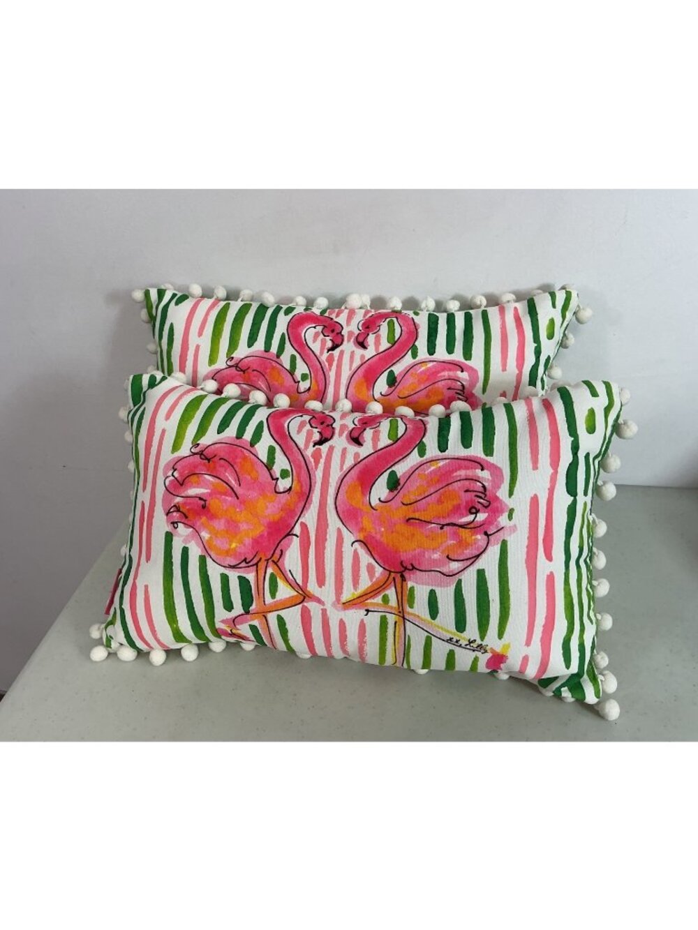 Lilly Pulitzer Throw Pillow Indoor Outdoor Pink Flamingo Set of 2